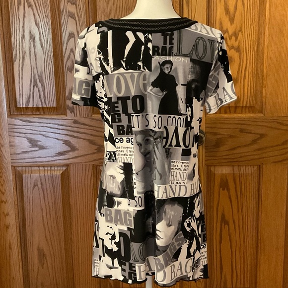 LanaLee Black and Off-White “Love Handbags” Tunic, Size Medium - Picture 5 of 7